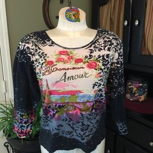❤️Jane Ashley Knit Parisian Graphic Top Size: S